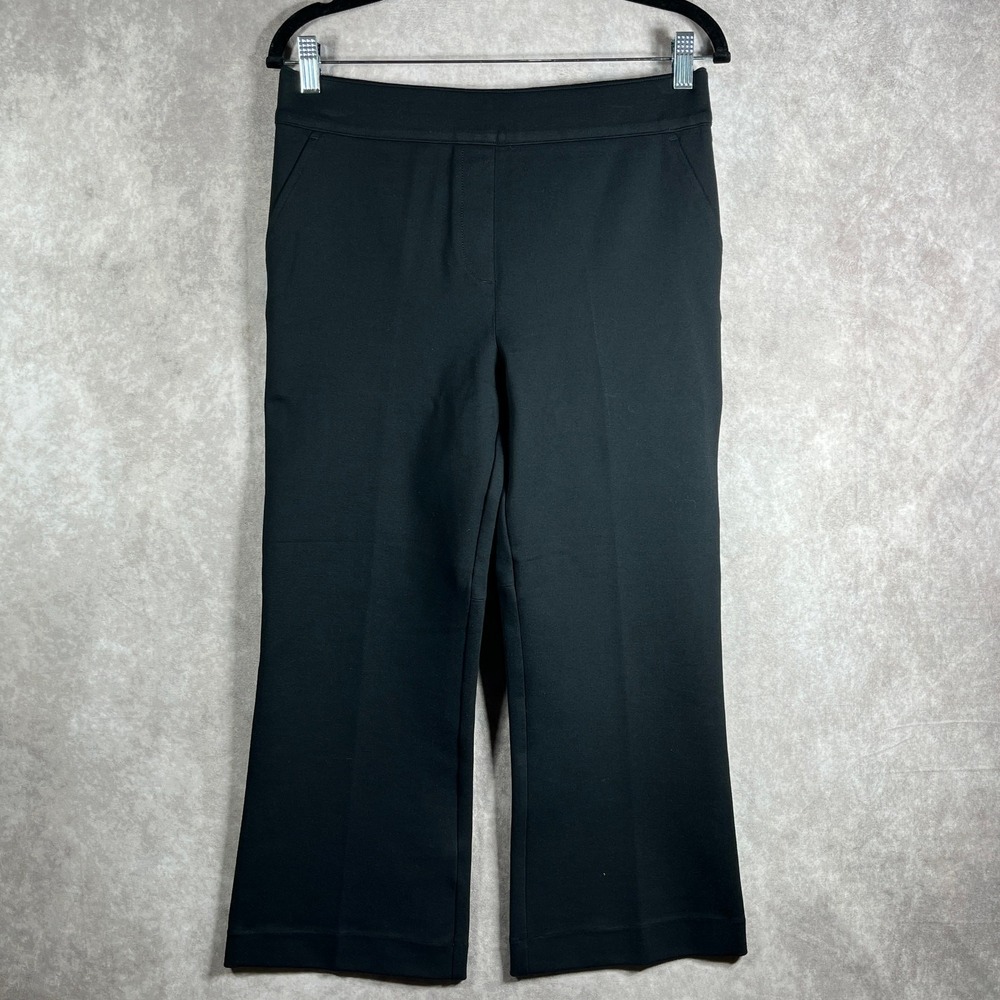 Spanx Pants Womens Large Black Cropped Capri Flare Pull On High Rise Stretch